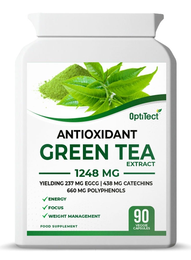 مستخلص الشاي الأخضر 1248 ملغ، 90 كبسولة نباتية