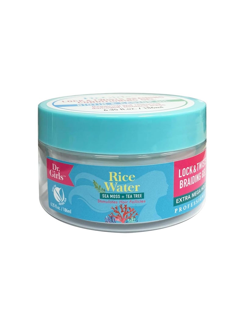 RB Collection Dr Girls Rice Water LockTwists Braiding Conditioning Gel Biotin  Castor Oil Extra Mega Hold 635 oz  Sea Moss  Tea Tree