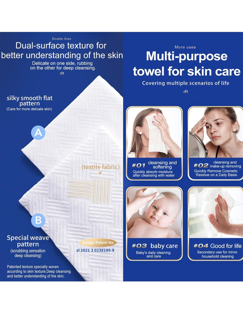 Zikra Soft Dry Wipes Facial Tissues Disposable Face Towel Daily Facial Towelette Wet and Dry Use Clean Skin Cleansing Towel Baby Care Thick Facial Tissue for Skin Care Make-up Removal 2 Pack - Image 3