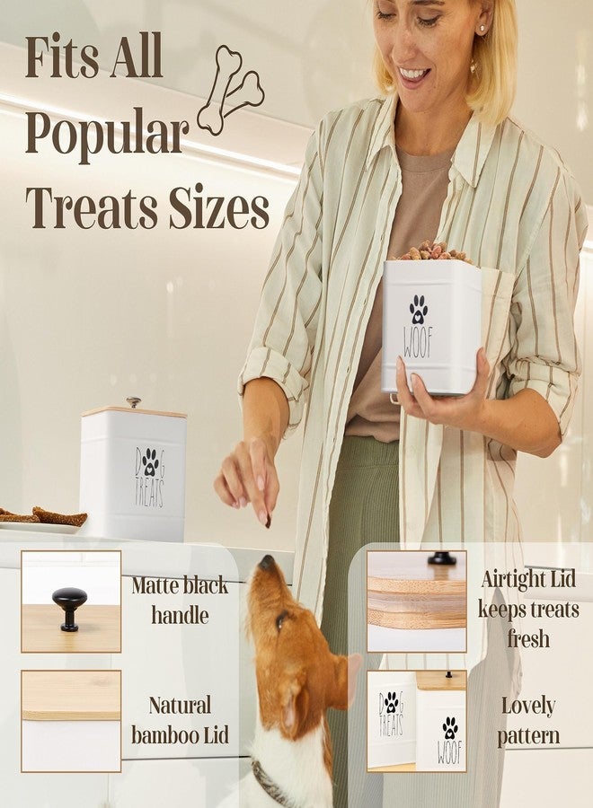 PERFNIQUE Dog Treat Container, Airtight Dog Treat Jar Set of 2, Dog Cookie Jar for kitchen Counter, Pet Treat Container, Dog Treat Canister and Storage, 7.8x6.2 & 7.3x5.5(White) - Image 3