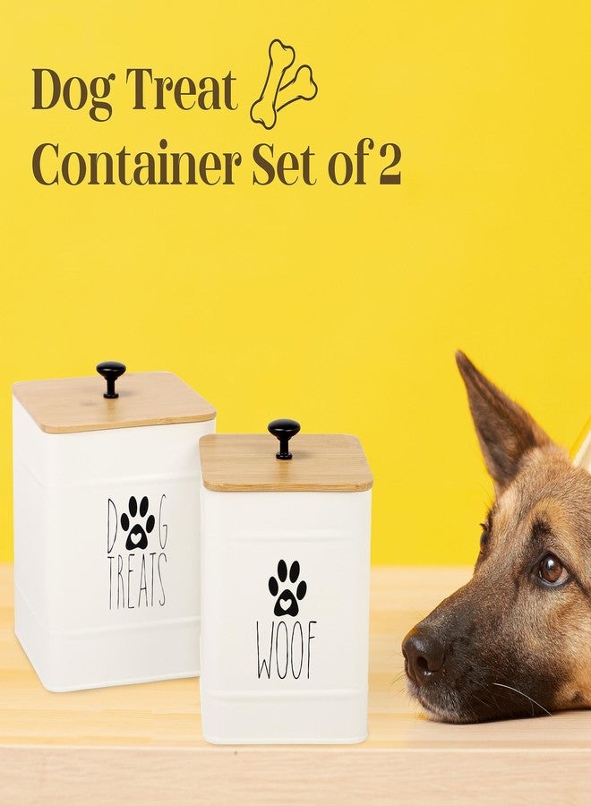 PERFNIQUE Dog Treat Container, Airtight Dog Treat Jar Set of 2, Dog Cookie Jar for kitchen Counter, Pet Treat Container, Dog Treat Canister and Storage, 7.8x6.2 & 7.3x5.5(White) - Image 4