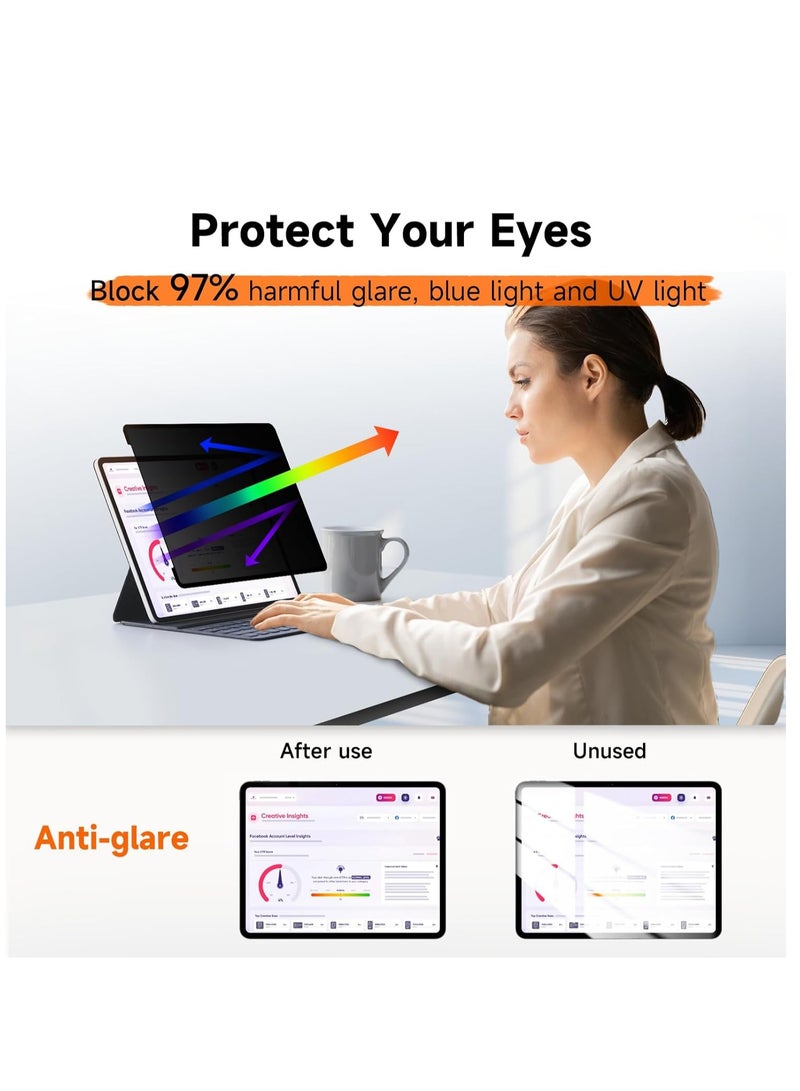 Upgrade Privacy Screen Protector for iPad Pro 12.9 inch (2021,2020,2018)/ iPad Pro 5th/4th/3rd Generation, Fully Removable Anti Spy Glare Blue Light Filter, High Sensitive/Bubble Free/Detachable - Image 4