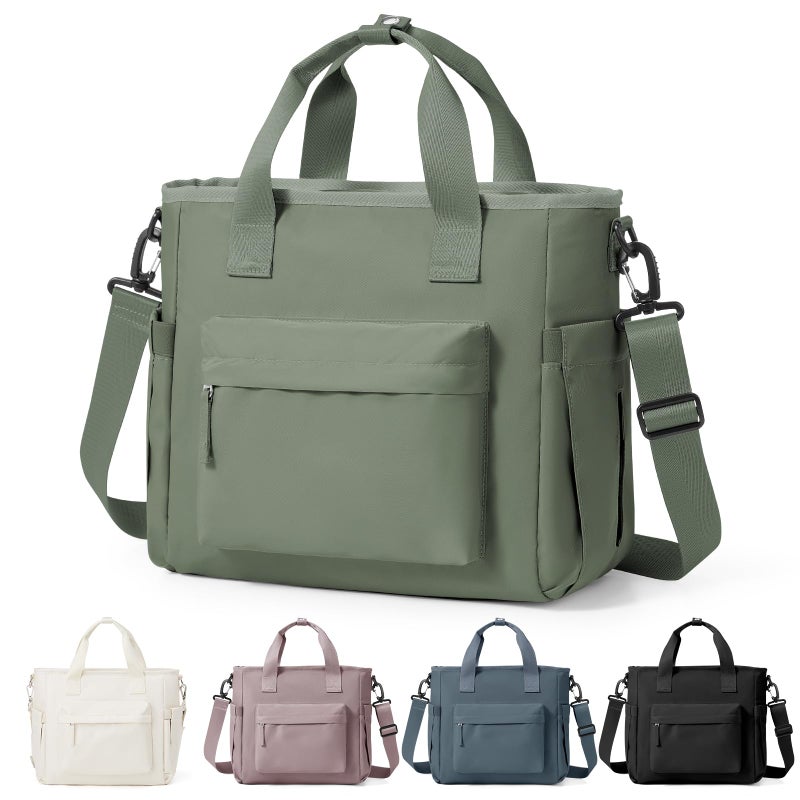 UPPACK Insulated Lunch Bag Women Large Lunch Tote Bag Box Bags Boxes with Shoulder Strap Adult for Women Men Work Grey Green with Water Bottle Holder - Image 1