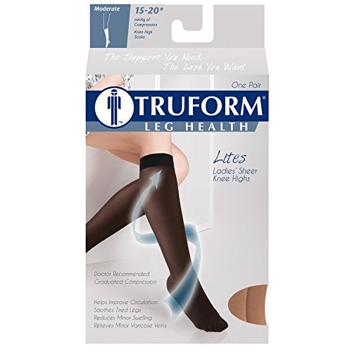 Truform جوارب ضغط شفاف من تروفورم، 15-20 مم زئبقي، بطول الركبة للنساء، 20 دينير، بيج فاتح، متوسط - Image 5
