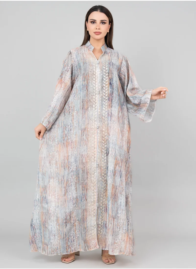 IKKXA Petal Grace Embroidered Jalabiya IK3004 Orange