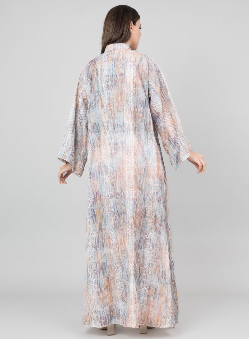 IKKXA Petal Grace Embroidered Jalabiya IK3004 Orange - Image 2