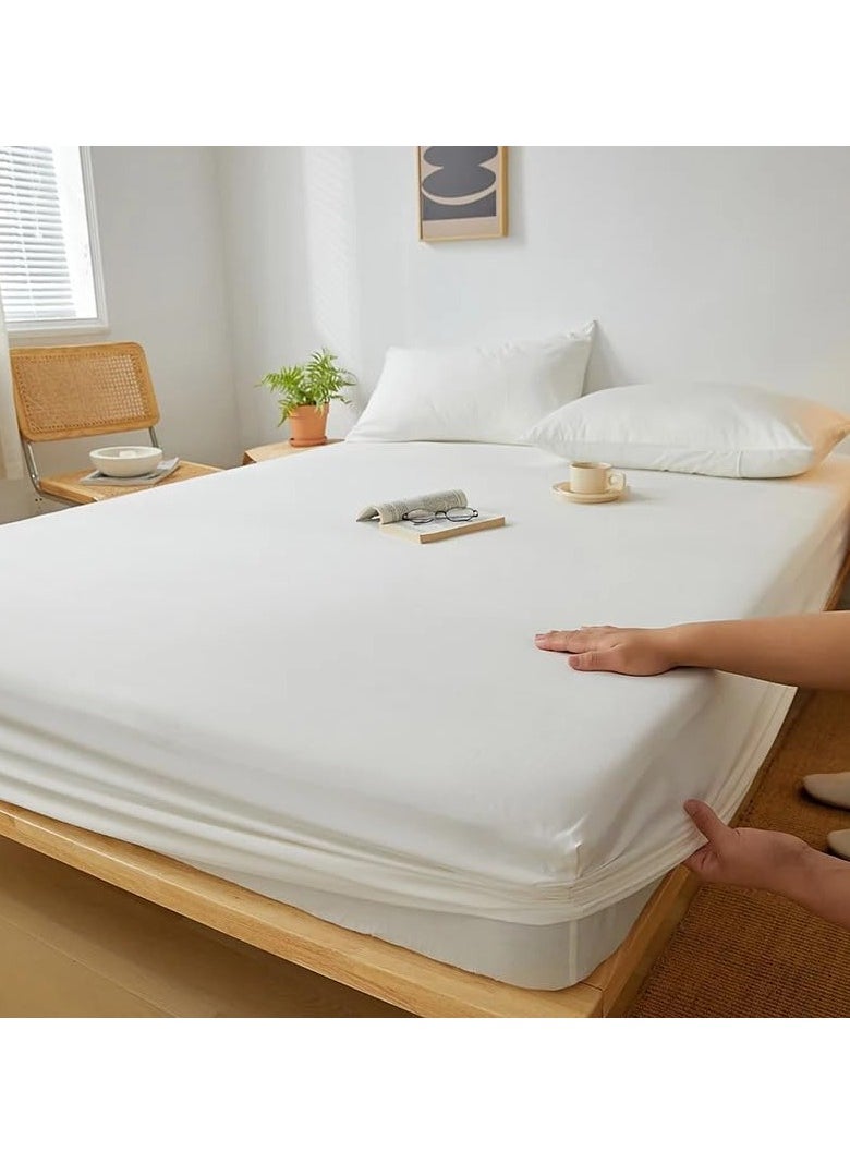 QBED QBED Plain Fitted Sheet Set for Hotels, Homes, Touristic Villages 3 Pieces (160 * 200 * 30 cm, Dark White)  - Image 1