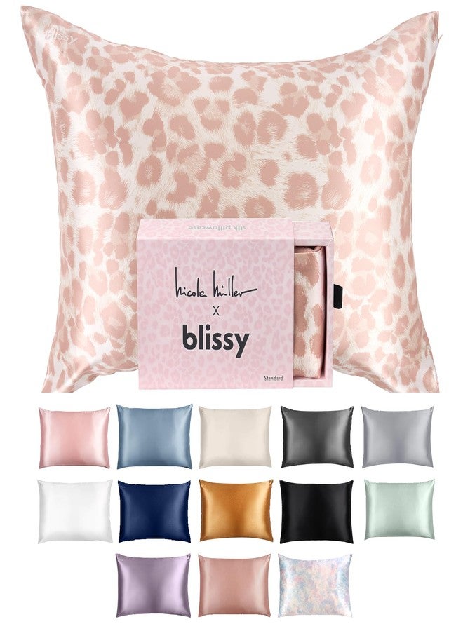Blissy Silk Pillowcase - 100% Pure Mulberry Silk - 22 Momme 6A High-Grade Fibers - Silk Pillow Cover for Hair & Skin - Regular, Queen & King (Nicole Miller - Mauve Cheetah, Queen) - Image 1