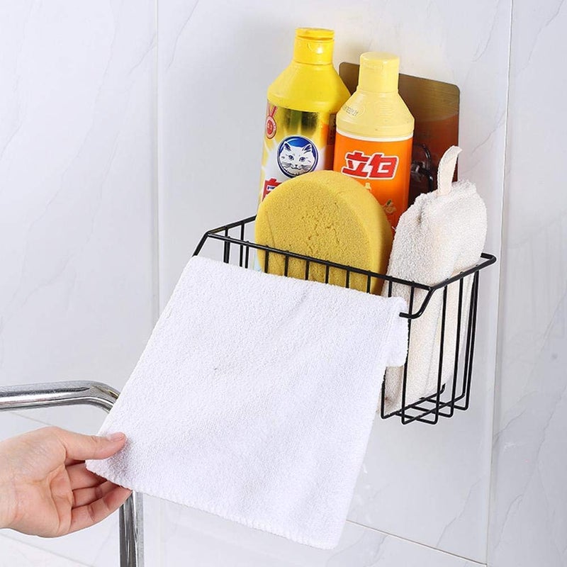 Rexmon Rexmon Sink Caddy Organizer Metal Iron Sponge Holder Rack Drain Rack Basket for Kitchen Brush Soap DishWashing Liquid Towel Rack Shampoo Bottle Stand for Bathroom Black - Image 4