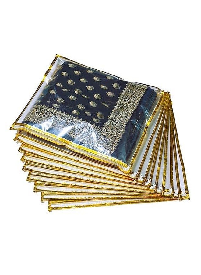IndianStore4All Plastic Single Saree Covers With Zip Transparent Suit Cover Packing Bags, Saree Covers For Storage, Wardrobe Organiser, Size-36x42x2CM (Pack of 10) - Image 5