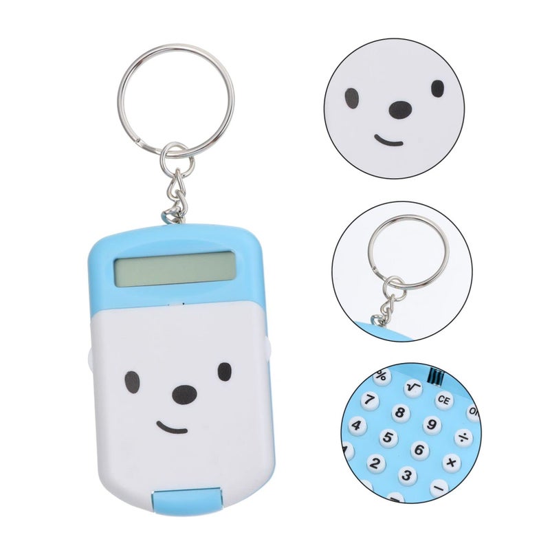 2pcs Cute Cartoon Mini Calculator Portable Pocket Student School Supplies Blue - Image 5