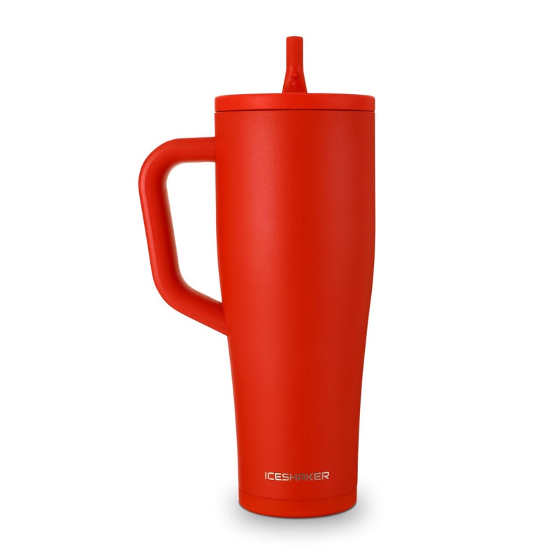 Ice Shaker 40 Oz Tumbler With Handle And Straw | 40Oz Red | Cold For 30+ Hours | 2-In-1 Tumbler Shaker Bottle | Odor-Free 40 Ounce Bottle For Water  Protein Shakes  Smoothies  Cocktails - Image 1