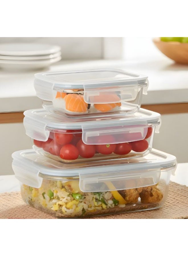 Glass food storage containers with airtight lids, dishwasher, oven, microwave, and freezer safe, BPA-free, 3 pieces - Image 3