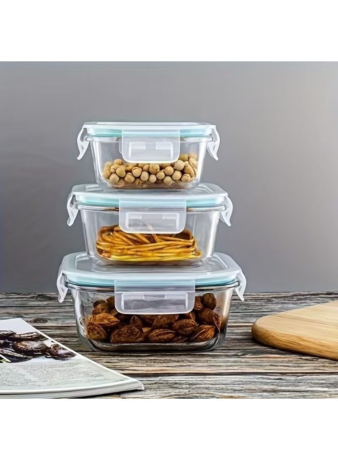 Glass food storage containers with airtight lids, dishwasher, oven, microwave, and freezer safe, BPA-free, 3 pieces - Image 1