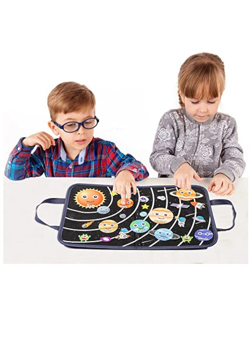YelaJoy 25Pcs Outer Space Travel Felt-Board Story Set Portable Felt Board Solar System Universe Storytelling Planets Astronaut Galaxy Themed Preschool Early Learning Interactive Play Kit for Toddlers  - Image 4