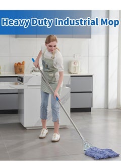 ALMUFARREJ Mop , Heavy Duty Industrial Mop with 67inch Stainless Steel Handle , Loop end String Wet Mop for Floor Cleaning  - Image 1