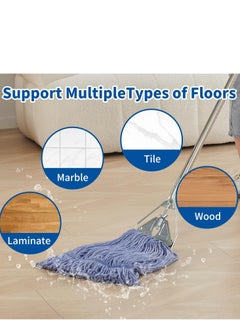 ALMUFARREJ Mop , Heavy Duty Industrial Mop with 67inch Stainless Steel Handle , Loop end String Wet Mop for Floor Cleaning  - Image 3