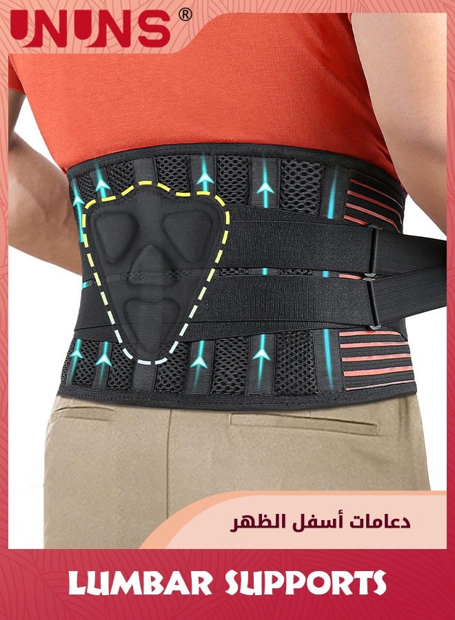 UNUNS Lumbar Support Belt,Back Brace For Men Women Lower Back Pain Relief,Adjustable Lumbar Support Belts With 3D Lumbar Pads,Lower Waist Support Belt Brace Relief Sciatica Scoliosis-L 95-115CM  - Image 1