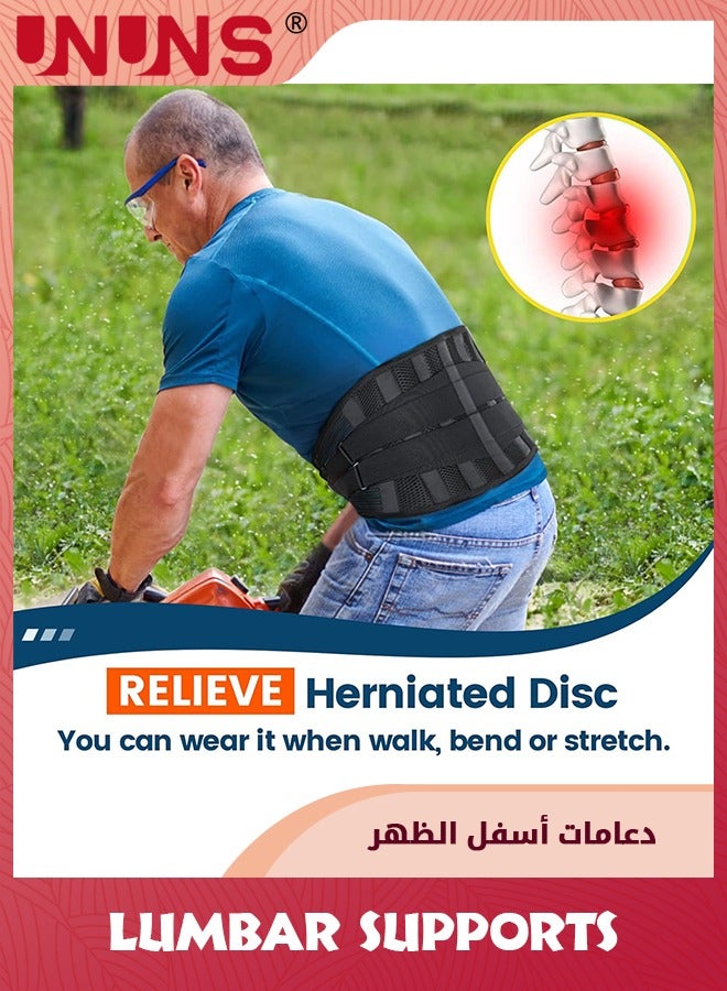 UNUNS Lumbar Support Belt,Back Brace For Men Women Lower Back Pain Relief,Adjustable Lumbar Support Belts With 3D Lumbar Pads,Lower Waist Support Belt Brace Relief Sciatica Scoliosis-L 95-115CM  - Image 5
