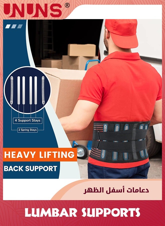 UNUNS Lumbar Support Belt,Back Brace For Men Women Lower Back Pain Relief,Adjustable Lumbar Support Belts With 3D Lumbar Pads,Lower Waist Support Belt Brace Relief Sciatica Scoliosis-L 95-115CM  - Image 3