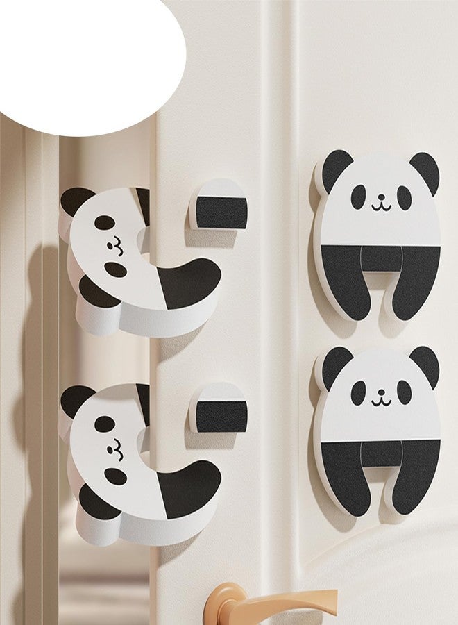 Leeonz Baby Cartoon Door Stopper, Children's Anti-Pinch Safety Creative Door Stop, Windproof Door Stopper to Prevent Closing, Baby Safety Door Card (3Piece,Black-Panda) - Image 1