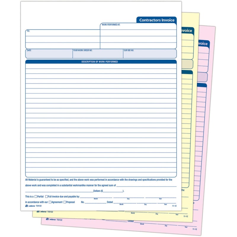 Adams Contractorâ€™s Invoice Book, 3-Part, 50 Sets per Book, 50 Pages (ABFTC8122) - Image 5