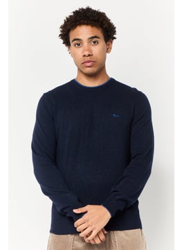Harmont & Blaine Men Crew Neck Knitted Sweater, Navy Blue  - Image 1