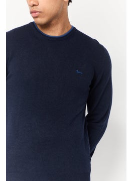 Harmont & Blaine Men Crew Neck Knitted Sweater, Navy Blue  - Image 2