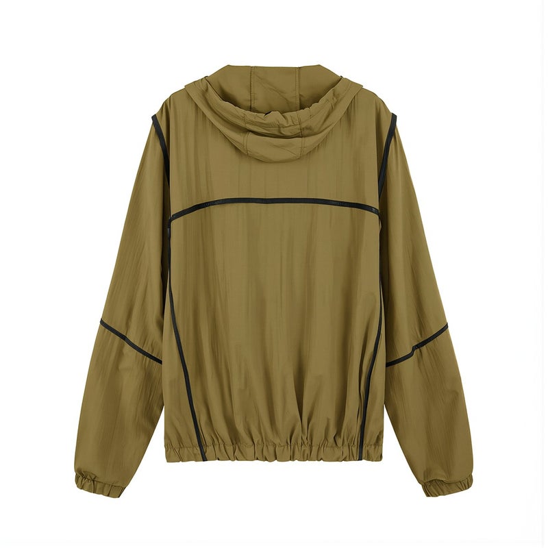 Women's Easy On Off Sun Protection Jacket Full Zipper Front Quick Wear Lightweight Hooded Loose Coat 3 Colors - Image 1