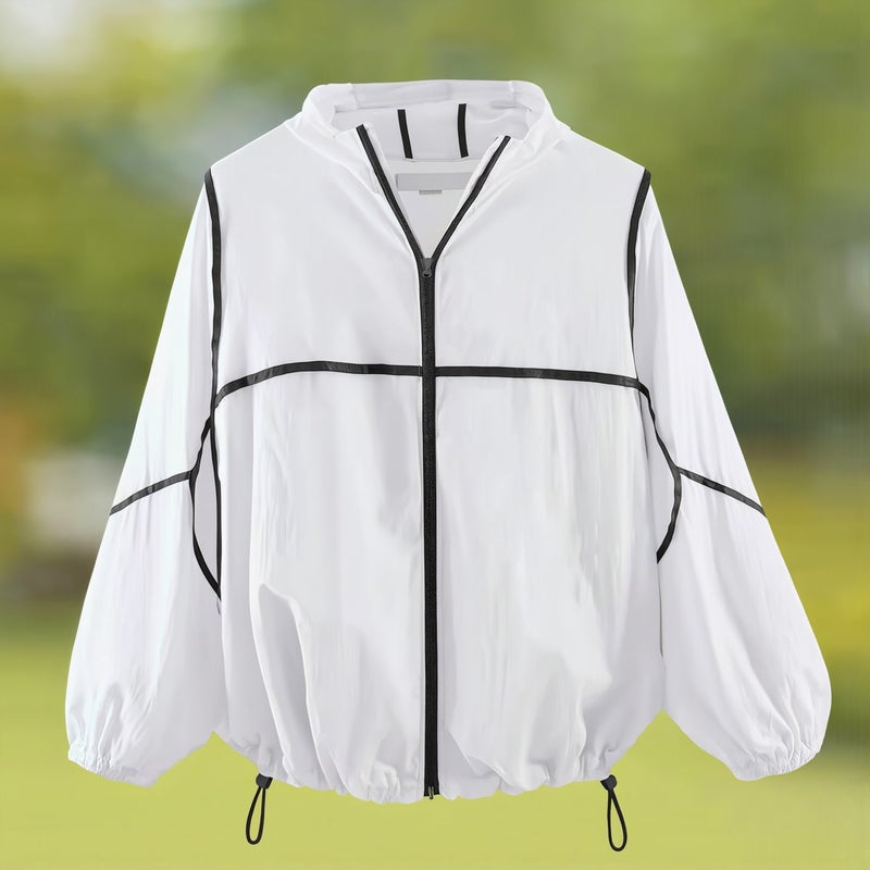 Women's Easy On Off Sun Protection Jacket Full Zipper Front Quick Wear Lightweight Hooded Loose Coat 3 Colors - Image 2