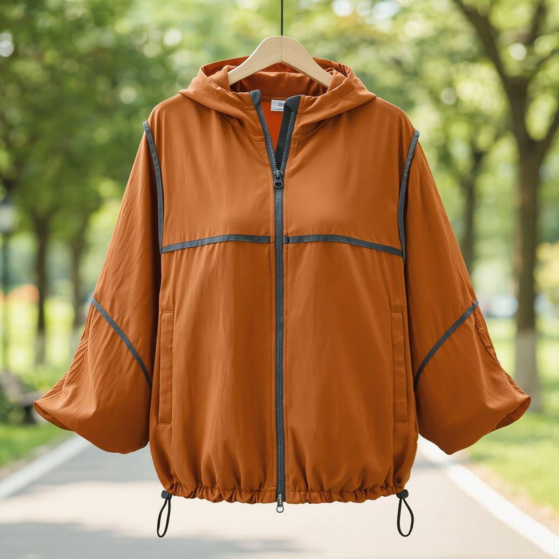 Women's Easy On Off Sun Protection Jacket Full Zipper Front Quick Wear Lightweight Hooded Loose Coat 3 Colors - Image 4