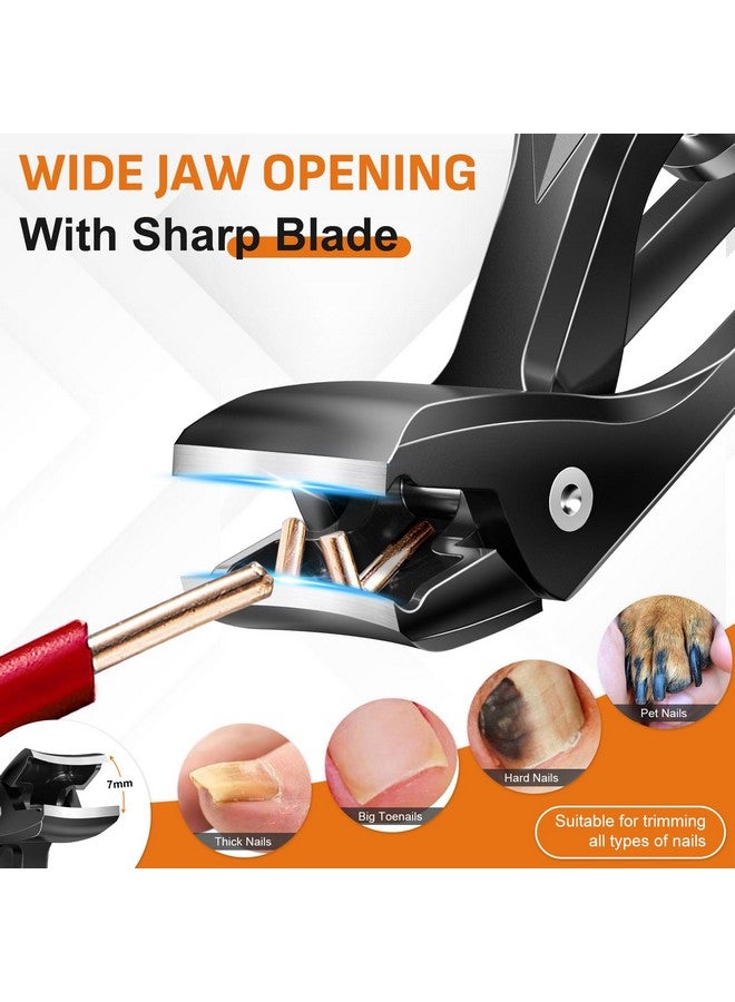 درمود مقص أظافر للرجال، مقص أظافر مائل للرأس وأصابع القدم للأظافر السميكة لكبار السن، مقص أظافر ذو فتحة فك واسعة، مقص أظافر متين مع مقبض طويل - أسود - Image 2