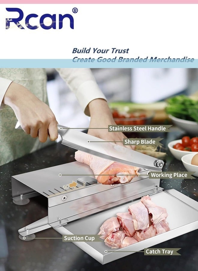 Rcan Meat Slicer Machine Manual Stainless Steel Ribs Bone Cutter Beef Mutton Household Vegetable Food Slicer for Home Kitchen Cooking - Image 5