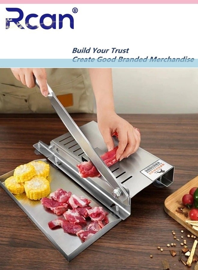 Rcan Meat Slicer Machine Manual Stainless Steel Ribs Bone Cutter Beef Mutton Household Vegetable Food Slicer for Home Kitchen Cooking - Image 2