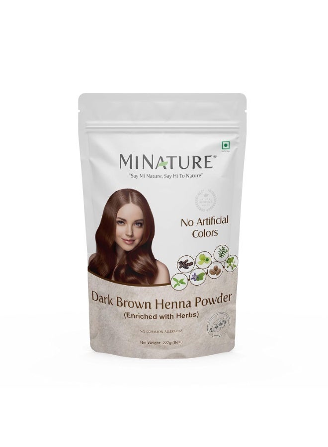 minature Dark Brown Henna Powder |Henna Based Hair Color | Henna & Indigo Powder | Natural Dark Brown Hair Color | No Artificial Preservatives| 227gram (1/2lb)(8Oz) - Image 1
