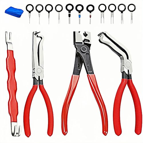 Shrandi 6PCS Automotive Electrical Disconnect Pliers Set, Depinning Tool for Electrical Terminal & Hose Clip Removal,Professional Automotive Electrical Clip Removal - Image 1