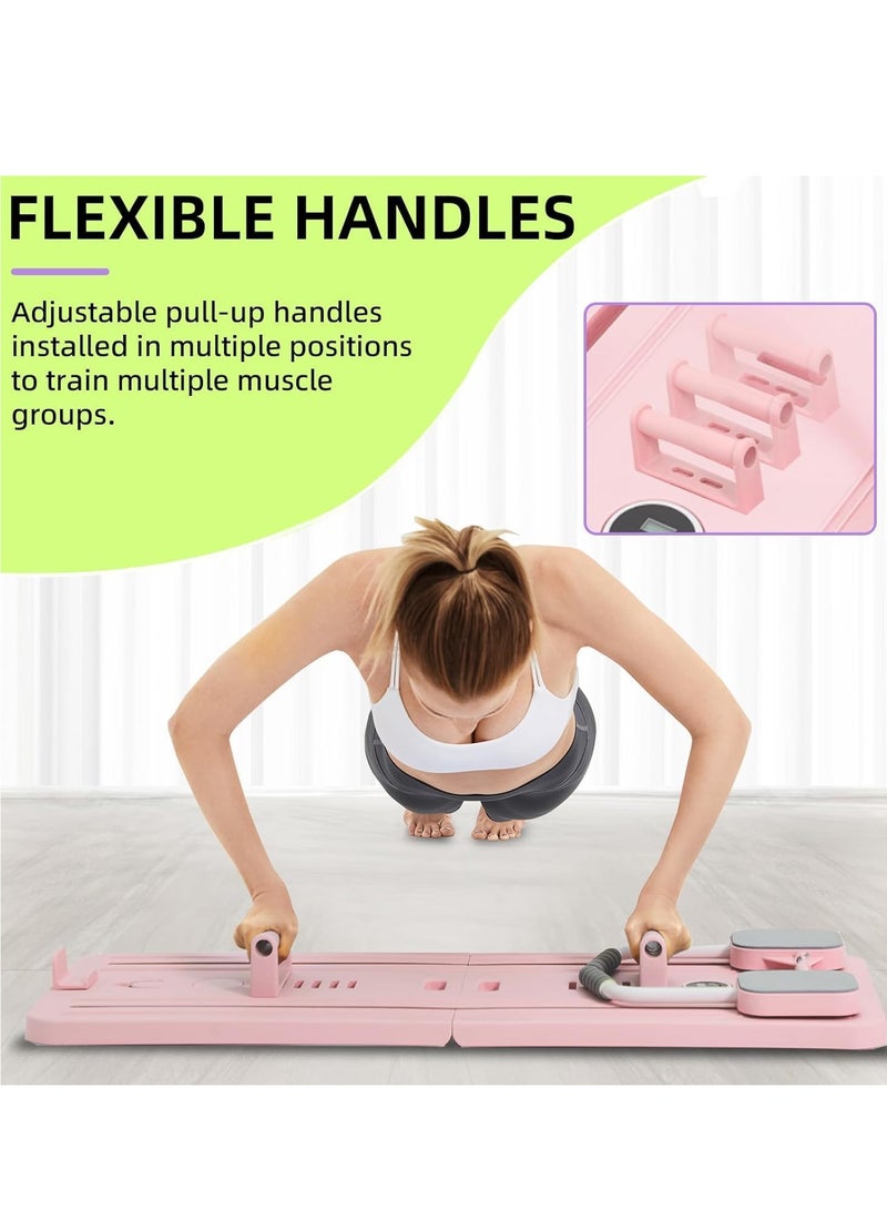 Y&D （Pink）Pilates Board - Pilates Reformer Set Multi-Purpose Foldable Pilates Reformer Board for Home, 5 in 1 Pilates Sliding Board (Purple)  - Image 5