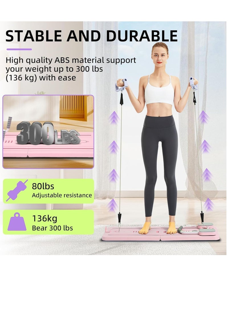 Y&D （Pink）Pilates Board - Pilates Reformer Set Multi-Purpose Foldable Pilates Reformer Board for Home, 5 in 1 Pilates Sliding Board (Purple)  - Image 2