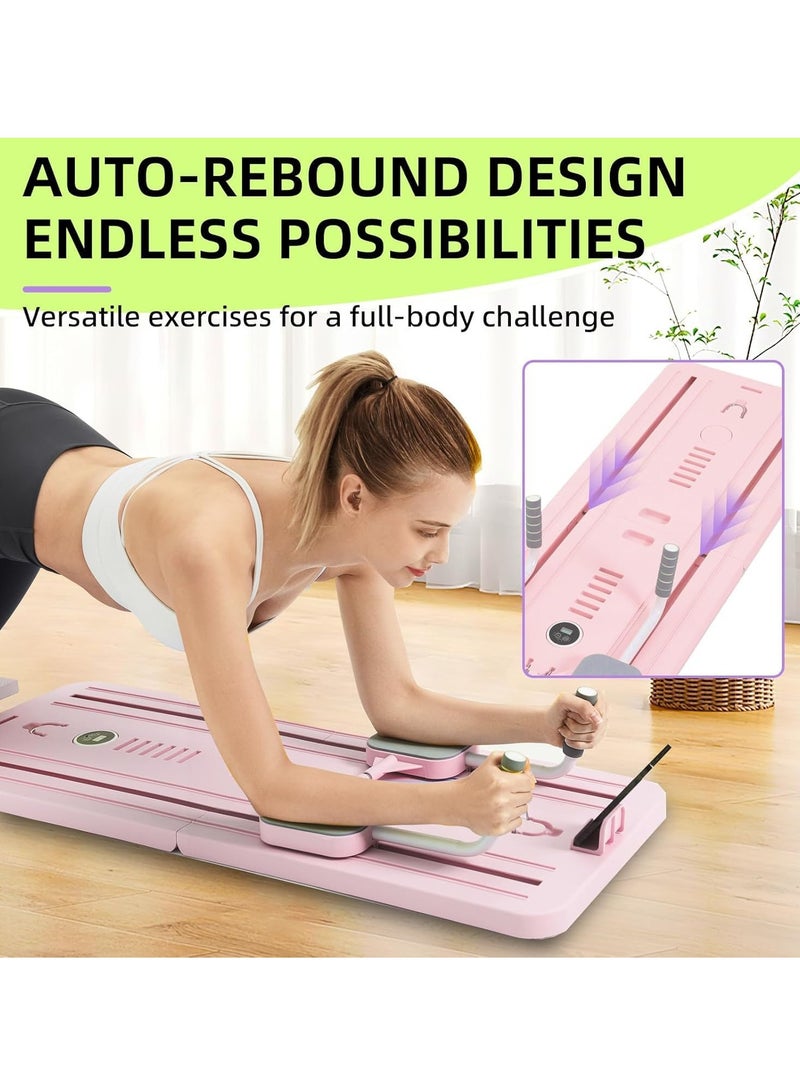 Y&D （Pink）Pilates Board - Pilates Reformer Set Multi-Purpose Foldable Pilates Reformer Board for Home, 5 in 1 Pilates Sliding Board (Purple)  - Image 4