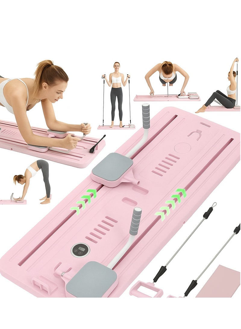 واي آند دي (وردي) لوح بيلاتيس - مجموعة بيلاتيس ريفورمر لوح بيلاتيس ريفورمر قابل للطي متعدد الأغراض للاستخدام المنزلي، لوح بيلاتيس منزلق 5 في 1 لوح بيلاتيس ريفورمر منزلق متعدد الوظائف مزود بمؤقت جهاز تدريب عضلات البطن لوح تمرينات رياضية - Image 1