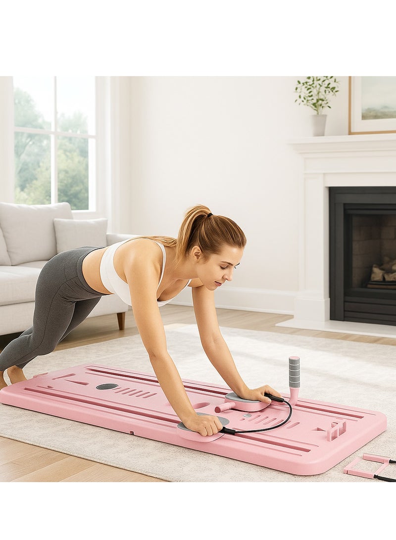 واي آند دي (وردي) لوح بيلاتيس - مجموعة بيلاتيس ريفورمر لوح بيلاتيس ريفورمر قابل للطي متعدد الأغراض للاستخدام المنزلي، لوح بيلاتيس منزلق 5 في 1 لوح بيلاتيس ريفورمر منزلق متعدد الوظائف مزود بمؤقت جهاز تدريب عضلات البطن لوح تمرينات رياضية - Image 4