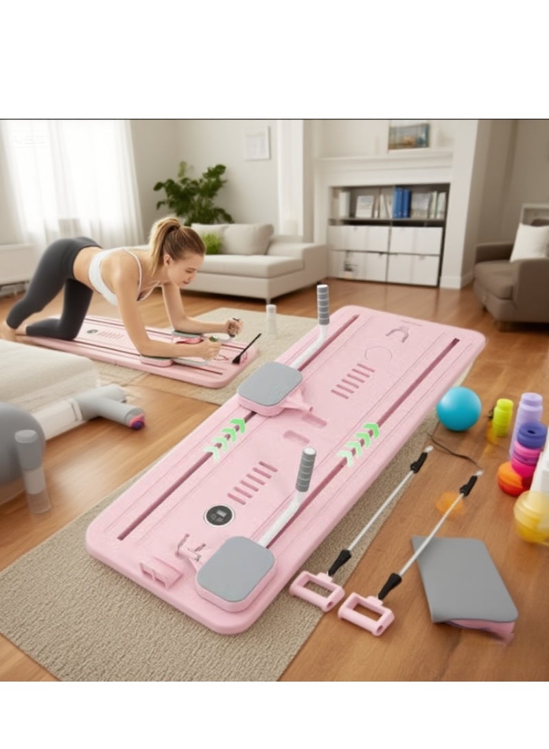 واي آند دي (وردي) لوح بيلاتيس - مجموعة بيلاتيس ريفورمر لوح بيلاتيس ريفورمر قابل للطي متعدد الأغراض للاستخدام المنزلي، لوح بيلاتيس منزلق 5 في 1 لوح بيلاتيس ريفورمر منزلق متعدد الوظائف مزود بمؤقت جهاز تدريب عضلات البطن لوح تمرينات رياضية - Image 3