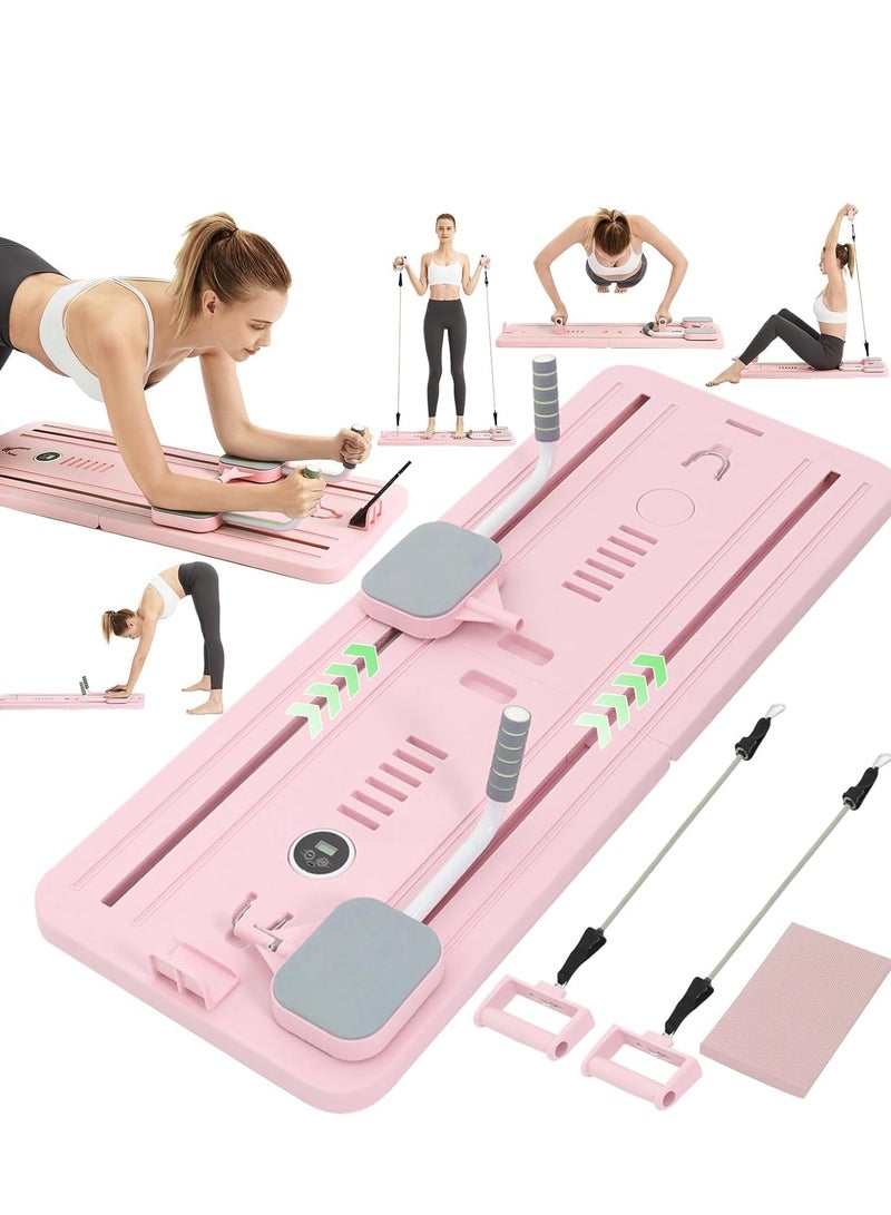 واي آند دي (وردي) لوح بيلاتيس - مجموعة بيلاتيس ريفورمر لوح بيلاتيس ريفورمر قابل للطي متعدد الأغراض للاستخدام المنزلي، لوح بيلاتيس منزلق 5 في 1 لوح بيلاتيس ريفورمر منزلق متعدد الوظائف مزود بمؤقت جهاز تدريب عضلات البطن لوح تمرينات رياضية - Image 2