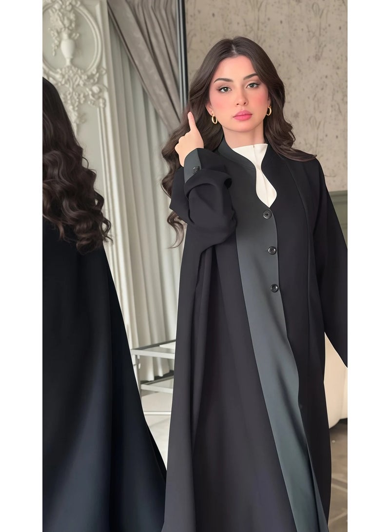 Reva Women's Abaya, Lamar Fabric, Snap Button Closure, Shoulder Cut, with Free Scarf & Niqab - Image 2