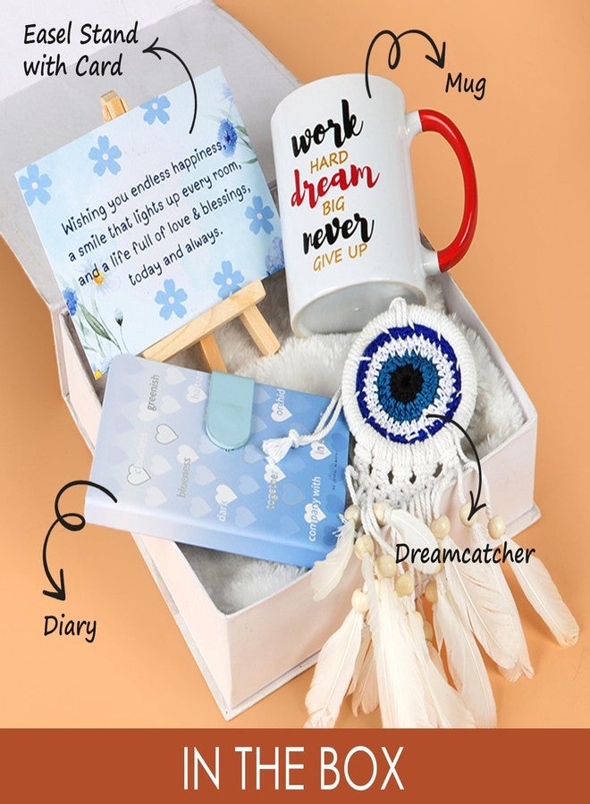 Relish THE LOONY BOX Gift Hamper for Birthday, Anniversary, Office, Valentine or Home Decor | Aesthetic Daily Diary with Dreamcatcher & Motivational Mug, Easel Stand With Card - Image 2