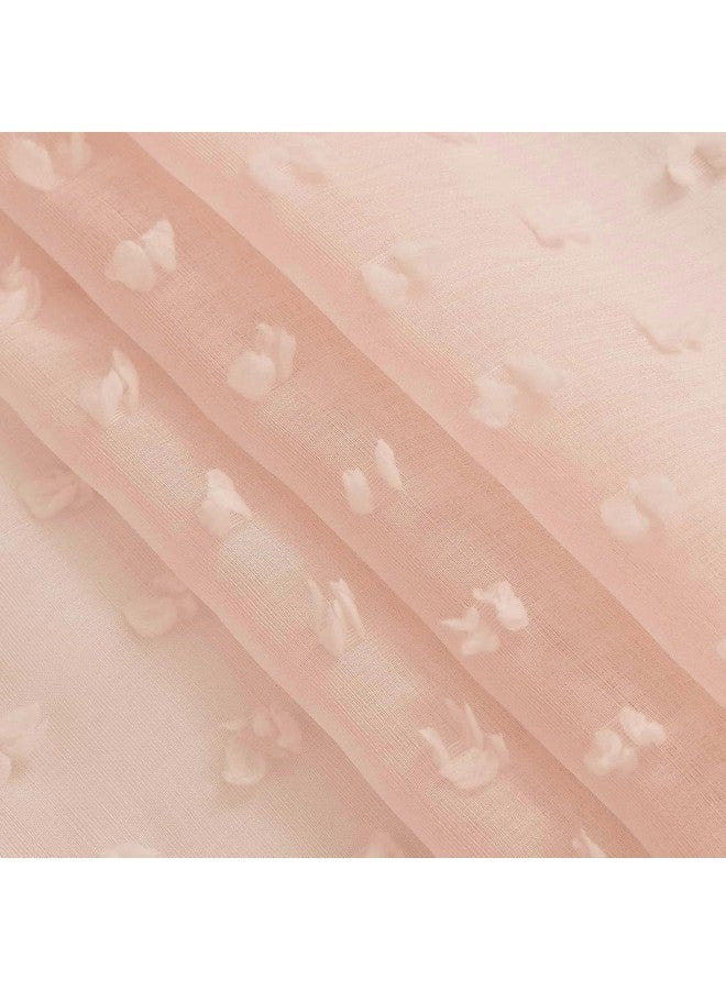 House of Quirk Pom Pom Grommet Sheer Curtains 9 Feet 2 Panels for Living Dining Room Textured Curtain for Bedroom Light Filtering Semi Sheer Voile Boho Curtain Panels Pack of 2 (Peach, 108 Inch) - Image 4