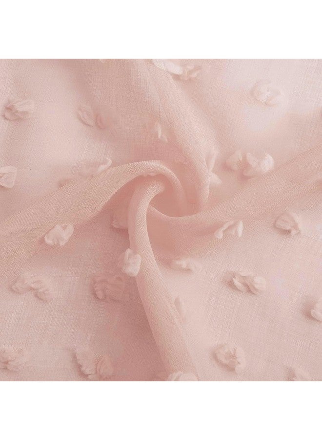 House of Quirk Pom Pom Grommet Sheer Curtains 9 Feet 2 Panels for Living Dining Room Textured Curtain for Bedroom Light Filtering Semi Sheer Voile Boho Curtain Panels Pack of 2 (Peach, 108 Inch) - Image 3