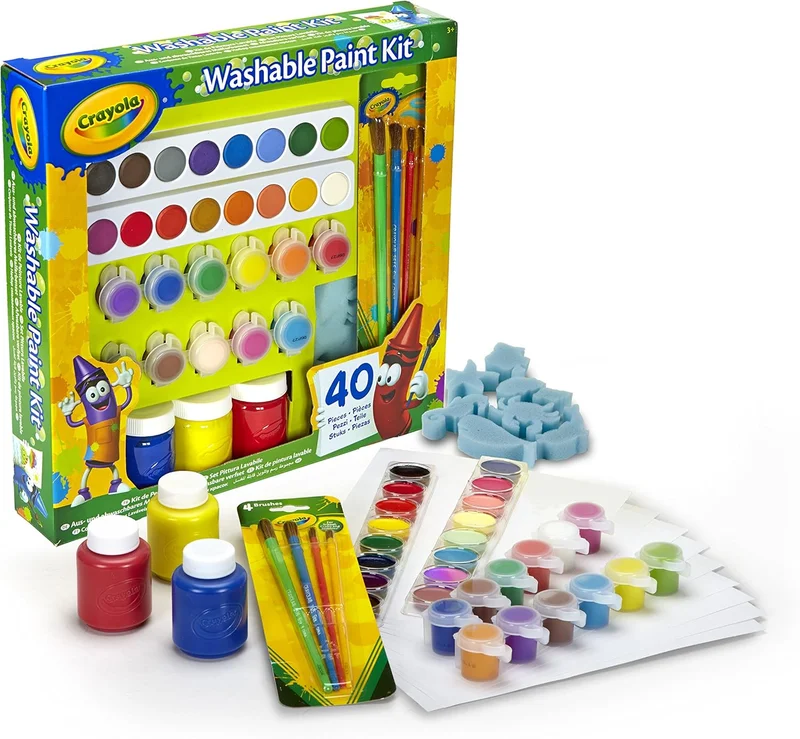 كرايولا Crayola Washable Paint Set for Kids – 40-Piece Art Supplies Kit | Non-Toxic Washable Paints for School Projects, Crafts & Creative Fun