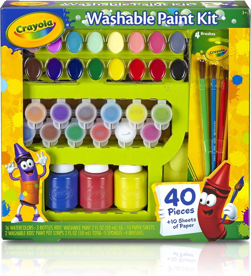 Crayola Washable Paint Set for Kids – 40-Piece Art Supplies Kit | Non-Toxic Washable Paints for School Projects, Crafts & Creative Fun - Image 2