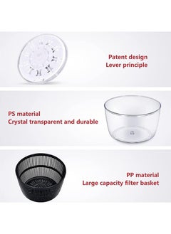 Hihonor Salad Spinner, Multifunction Manual Salad Spinner, Lettuce Dryer and Vegetable Washer, BPA Free, Draining Lettce and Vegetable with Ease, For Salad Greens, Lettuce, Fruits and Vegetables/5L  - Image 5